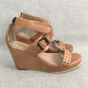 Diesel Damen Deep Domey Keilabsatz Sandalen 40 US 9 Riemchen Leder Camel - Bild 1 von 9