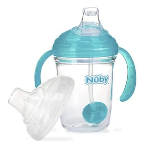 Nuby No-Spill 360 Weighted Straw GripN’Sip Cup Gray - Picture 1 of 24