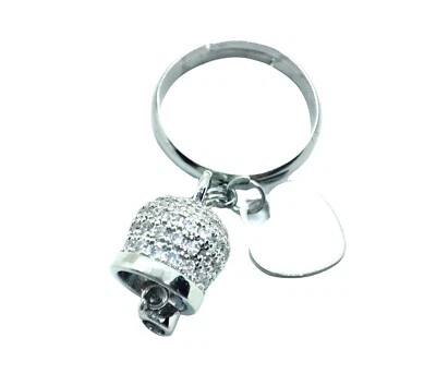 Anello  Campanella Capri zirconi  PORTAFORTUNA Silver. Anello donna regolabile  - Immagine 1 di 4