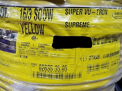 Carol 02635 16/3C Super Vu-Tron Supreme Yellow SOOW 600V Power Cable Cord /10ft - Image 1 of 4