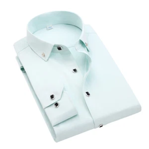 Mens Dress Shirts Clothes Long Sleeves Formal Business Button Down Casual Shirts - Picture 1 of 16