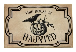 Spooky 'House is Haunted' Halloween Kitchen Rug – 20” x 30” Non-Slip Floor Mat - Picture 1 of 12