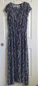 Maxi abito donna White House Black Market taglia L blu con volant manica corta - Foto 1 di 20