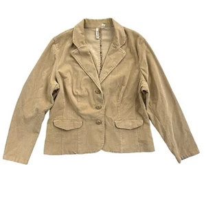 Blazer St. John’s Bay donna XL marrone kaki, velluto a coste cotone elasticizzato bottoni davanti - Foto 1 di 23