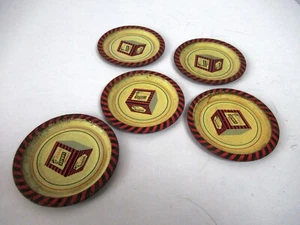 Vintage Lipton Advertising Coaster Tea Cup Litho Print Dish Miniature Rare 5Pc"F - Picture 1 of 6