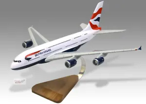 Airbus A380 British Airways Solid Kiln Dried Mahogany Handmade Desktop Model - Picture 1 of 10