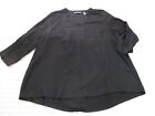 Lisa Rinna Womens Shirt Medium Black V Neck Long Sleeve High Low Stretch Viscose