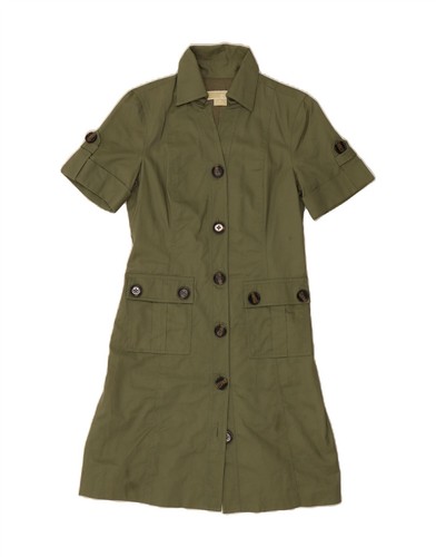 Abito camicia MICHAEL KORS donna militare maniche corte US 4 piccolo verde BH03