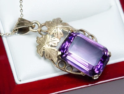 Argento - Antico Stile Liberty Rimorchio - 10.50 CT Naturale Ametista - Immagine 1 di 4