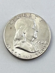 1958 P Philadelphia Mint 90% Silver Franklin Half Dollar - Picture 1 of 3