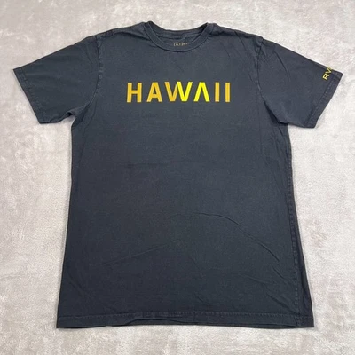 RVCA Hawaii Shirt Mens Medium Black Yellow Faded Short Sleeve Crewneck Cotton - Image 1 of 4
