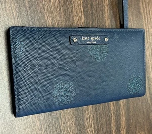 Kate Spade Leder Spark Geldbörse mit Doppelfaltung Blau Neu - Bild 1 von 7