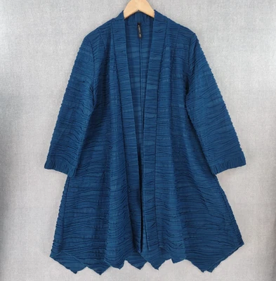 IC Collection Jacket Womens XL Textured Crinkle Pleated Open Asymmetric Hem USA - Image 1 of 4