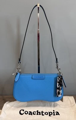 COACH CU870 Small Wavy Shoulder Bag In Coachtopia Upcrafted Leather Surf Blue - Image 1 of 4