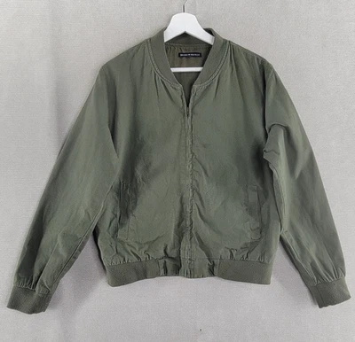 Jaqueta Brandy Melville Feminina Pequena Lona Verde Oliva Utilitário Bombardeiro Militar - Imagem 1 de 4