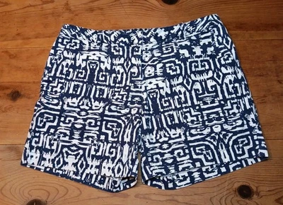 Liz Claiborne Chino Shorts Womens 16 Blue Aztec Cotton Stretch Coastal Beachy - Image 1 of 4