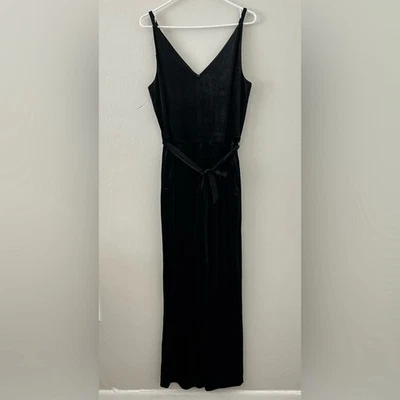 Mono Banana Republic negro terciopelo terciopelo sin mangas con cinturón para mujer 14 nuevo con etiquetas Foto 1 de 4