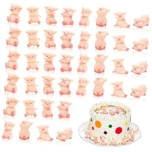 40 Piece Miniature Pig Figurines, Cute Pink Piggy Toy Figures, Tiny Resin Pig - Picture 1 of 7