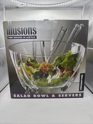 PRODYNE ILLUSIONS ACRYLIC 6 QT SALAD BOWL & SERVER NEW - Image 1 of 4