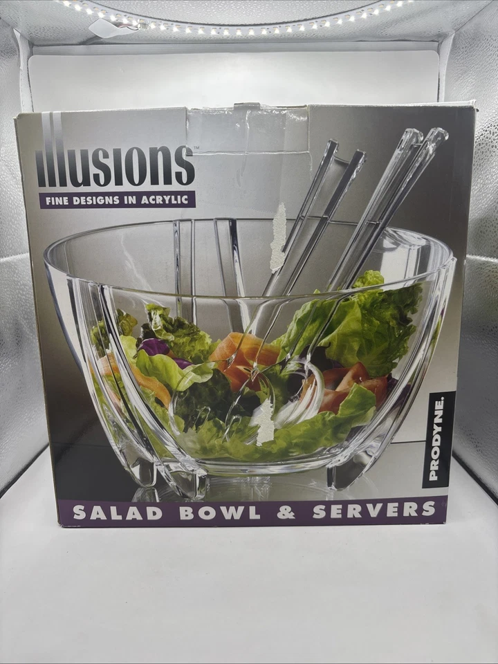 PRODYNE ILLUSIONS ACRYLIC 6 QT SALAD BOWL & SERVER NEW - Image 1 of 4