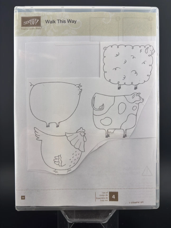 Stampin’ Up! Sello montado en goma Walk This Way 105785 granja vaca pollo cerdo cordero Foto 1 de 2