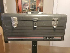 Vintage Craftsman Stahl Werkzeugkiste schwarz mit rotem abnehmbarem Tablett Metall Werkzeugkiste USA - Bild 1 von 13