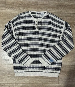 Vintage 90s Y2K Route 66 Long Sleeve Pullover Heavy Sweater Striped Preppy Sz L - Picture 1 of 8