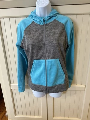 ГОЛОВА полный молнии куртка с капюшоном синий серый Colorblock толстовка с капюшоном размер большой - Изображение 1 из 4