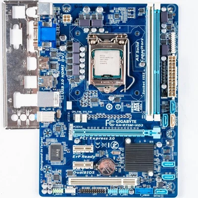 Gigabyte GA-B75M-HD3 LGA1155 MicroATX Motherboard DDR3 Intel i3-3220 Linux Ready - Image 1 of 4