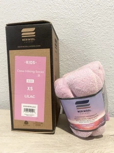 Meriwool Layers Kids Childs Lightweight Crew HIKING Socks Sz XS PINK Wool Socks - Picture 1 of 7