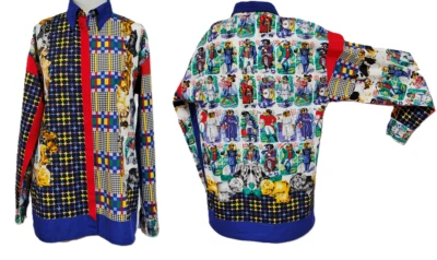 Vintage VERSACE Jeans Couture Shirt Dog Circus Vtg 90s Italy S M Novelty - Image 1 of 4