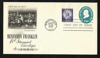 #U541 1 1/4c Benjamin Franklin - Embossed Envelope - ArtCraft FDC +#1035 - Image 1 of 2