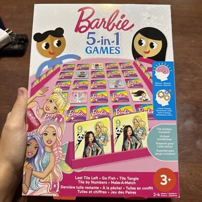 Barbie 5-in-1 Kids Games Set for Travel, Parties and Game Nights with Family - Image 1 of 4