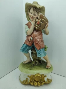 Capodimonte Bruno Merli Figurine Country Boy with mask Italy 8 in Tall - Picture 1 of 12