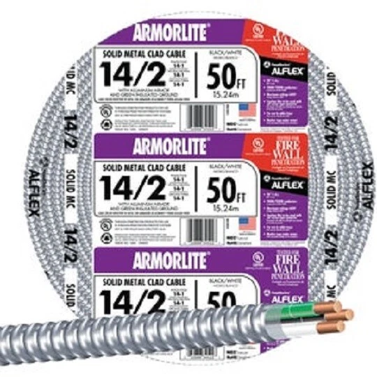 (2)-Southwire 50 Ft. 14/2 MC Armored Cable Electrical Wire 68579252 - Image 1 of 1