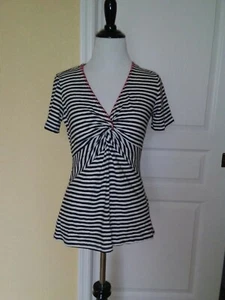 Anthropologie ett:twa Black White Stripe Top Size XS Twisted Front - Bild 1 von 6