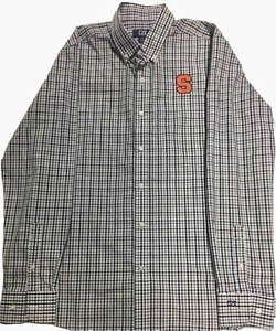 NEW Syracuse Cutter & Buck Gingham Checked Button Down Long Sleeve Shirt W/ Logo - Picture 1 of 9
