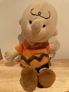 Peanuts Charlie Brown Kohls Cares 13 inch Plush Stuffed Doll HTF Orange Shirt