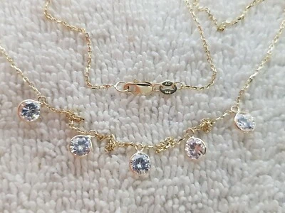 14 k White Gold Necklaces With 5 zirconium  5mm Round  - Image 1 of 4