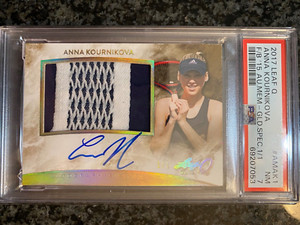 2017 Anna Kournikova On Card Auto Patch 2015 Leaf Q Swatch Gold #1/1 PSA