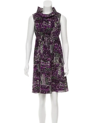 ANTHROPOLOGIE - ANNA SUI Vestido de Seda Estampado Abstracto Cuello Volantes 12 L $578 NUEVO  Foto 1 de 4