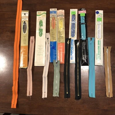 LOTE VINTAGE DE 15 CREMALLERAS DE METAL Y POLIÉSTER Varios Colores Foto 1 de 4