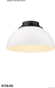 Golden Lighting 6956-FM BLK-WHT Zoey 3 Light 14" Wide Flush Mount Ceiling Fixtur - Picture 1 of 6
