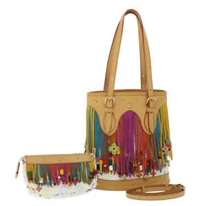 LOUIS VUITTON Monogram Multicolor Bucket Fringe Bag White M40109 LV Auth 51257S - Bild 1 von 24