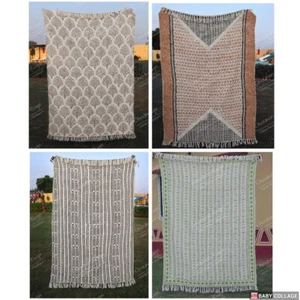 Bohemian Handmade Throw, Blanket and Throw Hand Loomed Cloth Soft Cotton Blanket - Picture 1 of 25