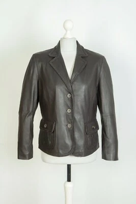 -Women's Max Mara Brown Leather Jacket Coat Blazer Size UK 10 US 8 - Image 1 of 4