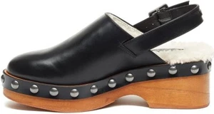 NEU KELSI DOLCH SCHWARZ LEDER LAMMFELL KEILABSATZ CLOGS GRÖSSE 8 M 175 $ - Bild 1 von 4