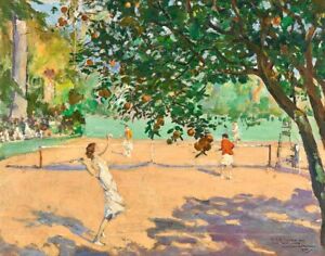 Sir John Lavery Tennis Under The Trees Canvas Print 16 x 20