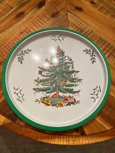 Vintage Spode Christmas Tree Tin Serving Tray 10.5 inch diameter. - Picture 1 of 4