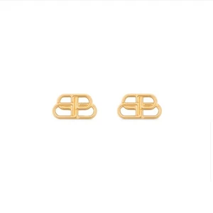 BB Letter Designer Stud Earrings Initial 14 k Gold Plate stud 1 inch - Picture 1 of 3